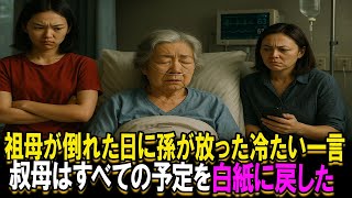 祖母が倒れて入院した日、孫が放った「これで旅行キャンセルか…最悪」その一言で、叔母は“すべての予定”を白紙に戻した。