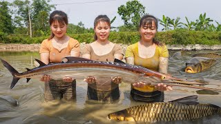 Harvest Fish At Pond For Sell - Phương and Nhất Go to help harvest fish | Tiểu Ca Daily Life