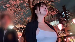 ノーブラお花見散歩してたら視聴者が乱入してきました