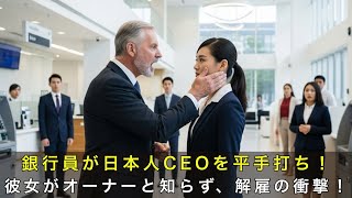 銀行員が変装した日本人女性CEOを平手打ちして逮捕したが、彼女が銀行のオーナーだとは気づかず、その後彼女は彼を解雇した。