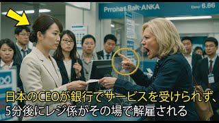 日本のCEOが銀行でサービスを受けられず、5分後にレジ係がその場で解雇される