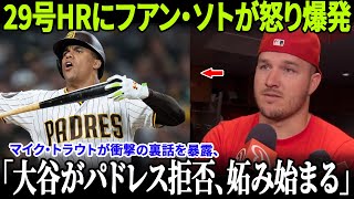 【波紋拡大】大谷翔平の29号HRに“汚い発言”!マイク・トラウトが激怒&衝撃告白、ソトの“嫉妬ウイルス”とドパドレス拒否の真相が明らかに!【MLB/ドジャース/緊迫展開】