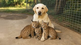 この犬はボブキャットの子を3匹育てましたが、子たちが成長すると、想像もできないことが起こりました。