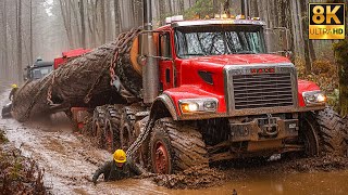69 Extreme Dangerous Big Logging Wood Truck Driving Skill | Fastest Chainsaw Cutting Tree Machines#1