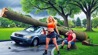Dangerous Fastest Idiots Cutting Tree Fails Skill With Chainsaw : Tree Falling on Houses #19