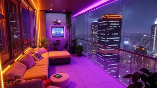 1990s Lofi City 🌃 A Cozy Balcony Between Two Eras 🧵 Lofi Rain Playlist