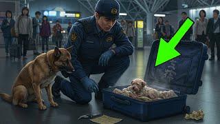警察犬がスーツケースを嗅ぎ、吠え続ける。中の発見は心を痛める。