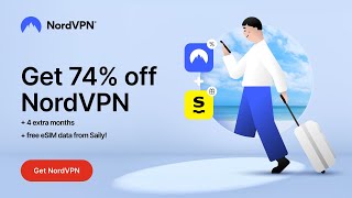 Our 2-in-1 deal: Get 74% off NordVPN with 4 extra months + up to 10GB of free eSIM data from Saily!