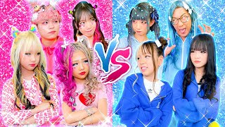 【KOGYARU】ピンクvsブルーギャル対決！本物の小学生ギャルを3本勝負で決めてみた👫💕
