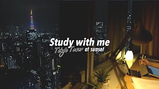🗼Tokyo at SUNSET 🌆STUDY WITH ME | Apple Pencil writing + white noise  | 2 hours (2x60mins)