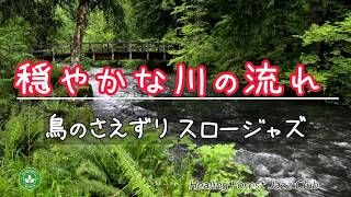 【癒しBGM】🌲🌲癒しの森でリラックス ＃404 / 穏やかな川の流れ / 鳥のさえずり / スロージャズ / by AI