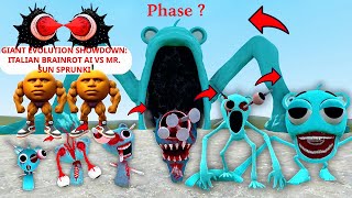 Giant Evolution Showdown: Italian Brainrot AI vs Mr. Sun Sprunki – GMod Boss Fight Continues!