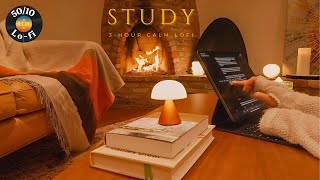 3-Hour Lofi Study With Me by the Fireplace🔥| 50-10 Pomodoro Timer & Focus, Relaxing Background Music