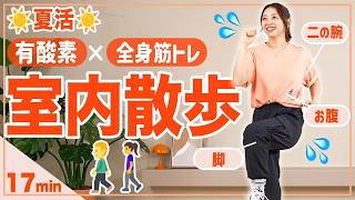 【17分室内散歩】歩いて全身引き締める！有酸素×筋トレで外に出るより効率的な運動！【室内ウォーキング】