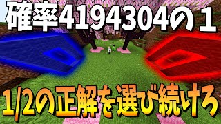 1/2の正解を選び続けろ 確率の扉に挑戦して4194304分の1を目指すアホが考えた企画が地獄過ぎた - マインクラフト【KUN】