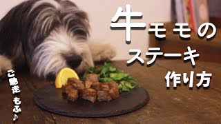 犬ご飯手作りレシピ｜牛モモ肉のステーキの作り方【もふ飯】