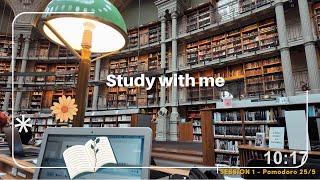 📖 Study With Me | 90-Min Pomodoro at Bibliothèque Nationale de France 🏛️ | 🌧️ Cozy Rain Ambience
