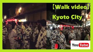 【Walk video shot in 4K】 Naginata-hoko Kagura, Many Geisya＆Maiko Gion at 10pm Yoiyama 2023 KYOTO No32