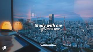 2-HOUR STUDY WITH ME 🗼 / ambient ver. / Tokyo Tower at Sunset / Pomodoro 25-5