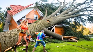 Dangerous Fastest Idiots Cutting Tree Fails Skill With Chainsaw : Tree Falling on Houses #13